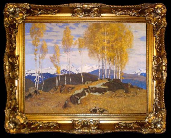 framed  Adrian Scott Stokes Autumn in the Mountains, ta009-2
